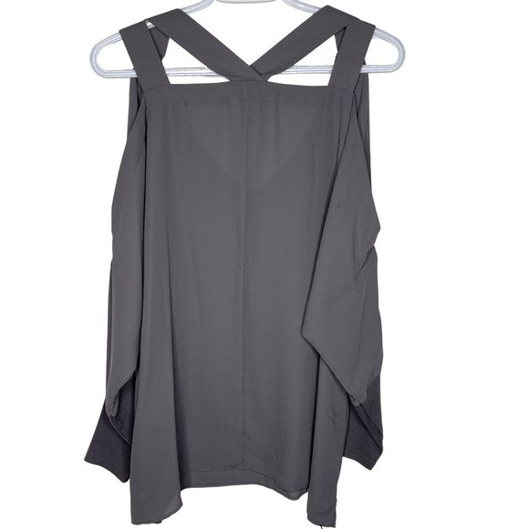 Juicy Couture Beaded Cold Shoulder Top Gray Long Sleeve Club Date Night XL - Picture 4 of 9